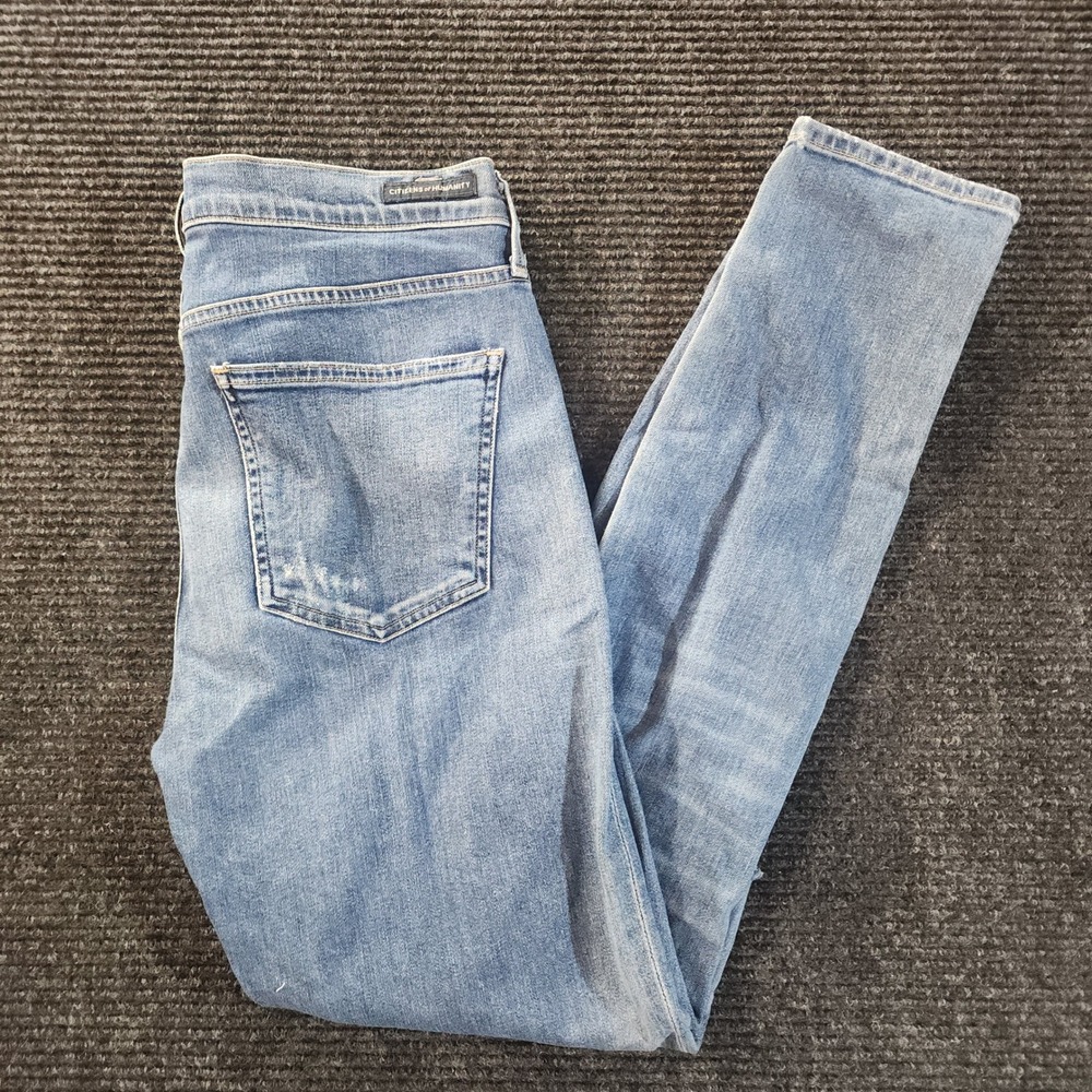 Citizens of Humanity Rocket High Rise Skinny Jeans Blue Denim Size 31 Distressed
